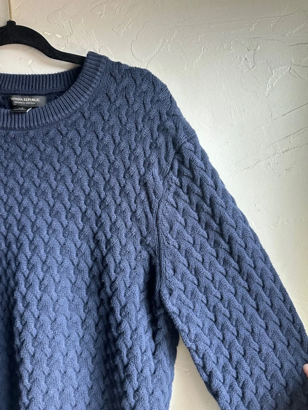 Banana Republic Cable‎ Knit Sweater Organic Cotton Minimalist Scandi Normcore L